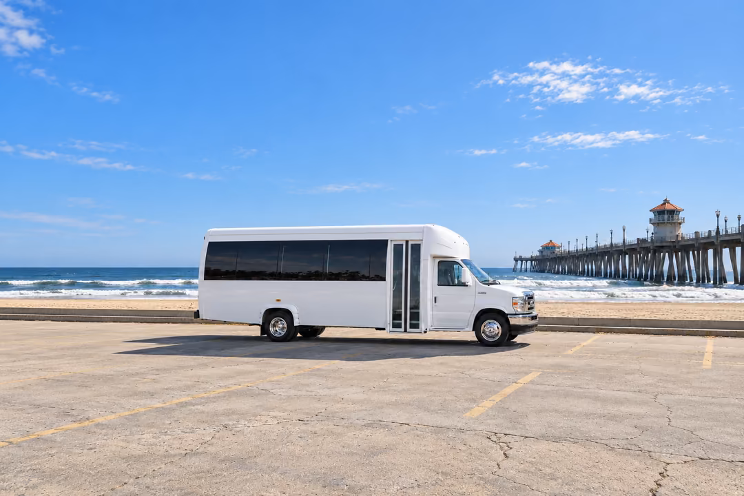 Huntington Beach 15 passenger party bus rental exterior