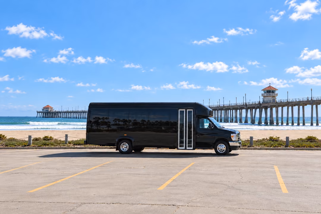 Huntington Beach 20 passenger party bus rental exterior