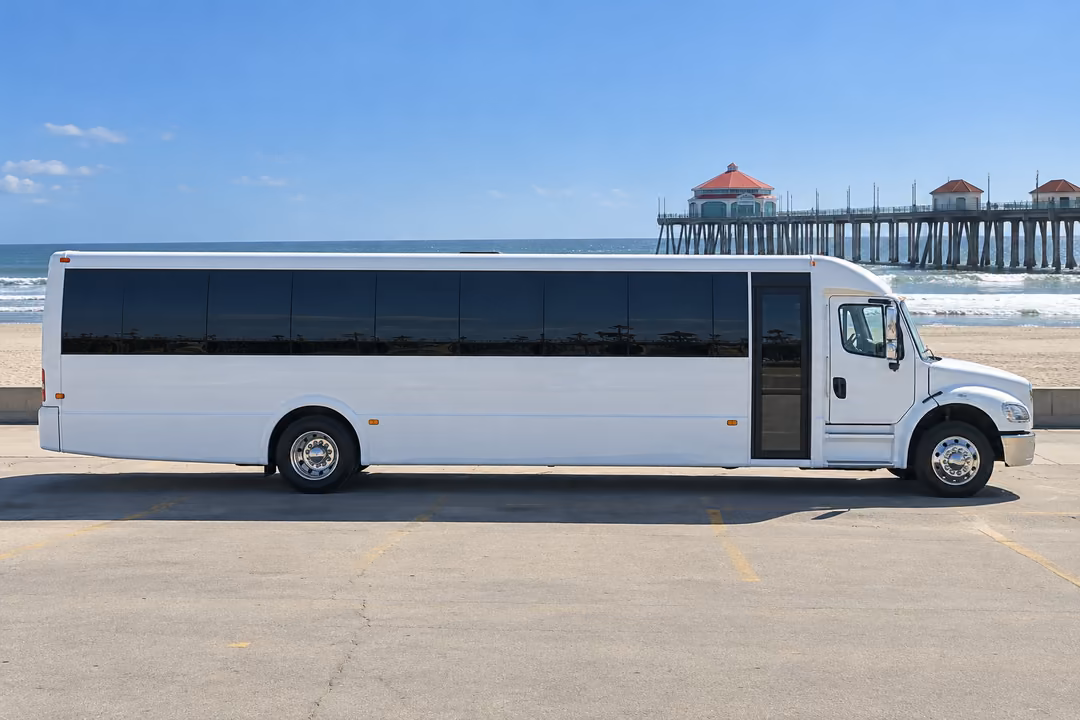 Huntington Beach 50 passenger party bus rental exterior