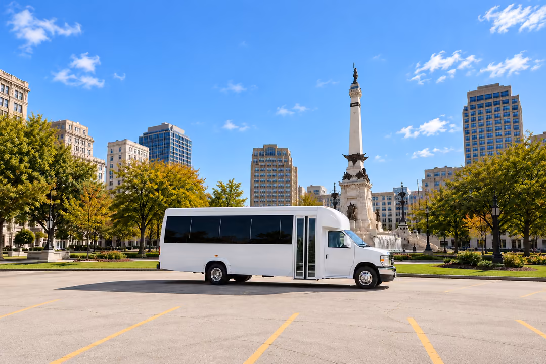 Indianapolis 15 passenger party bus rental exterior
