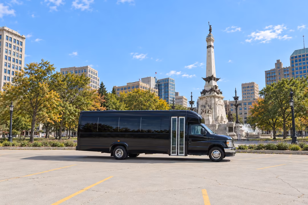 Indianapolis 20 passenger party bus rental exterior