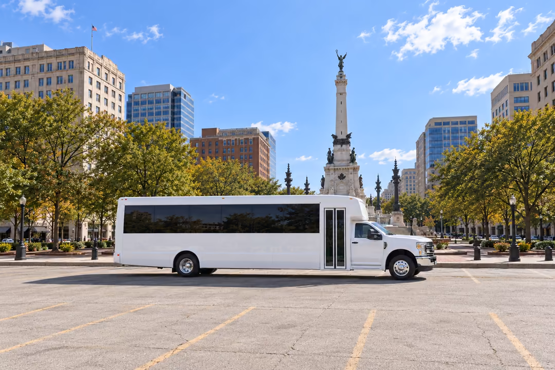 Indianapolis 25 passenger party bus rental exterior