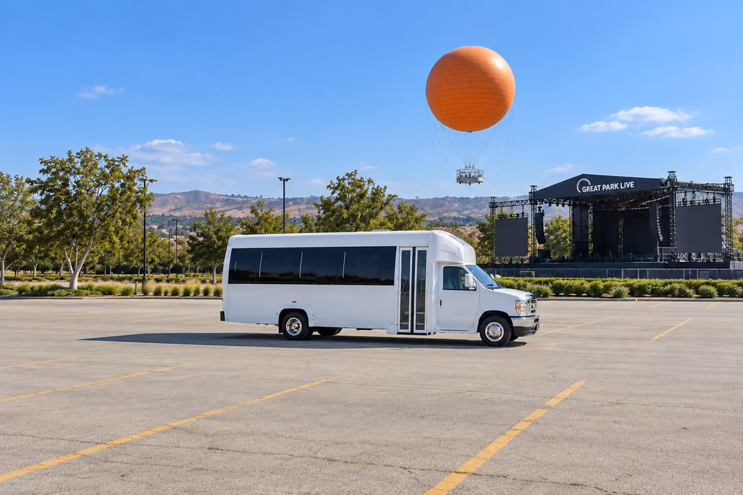 Irvine 15 passenger party bus rental exterior