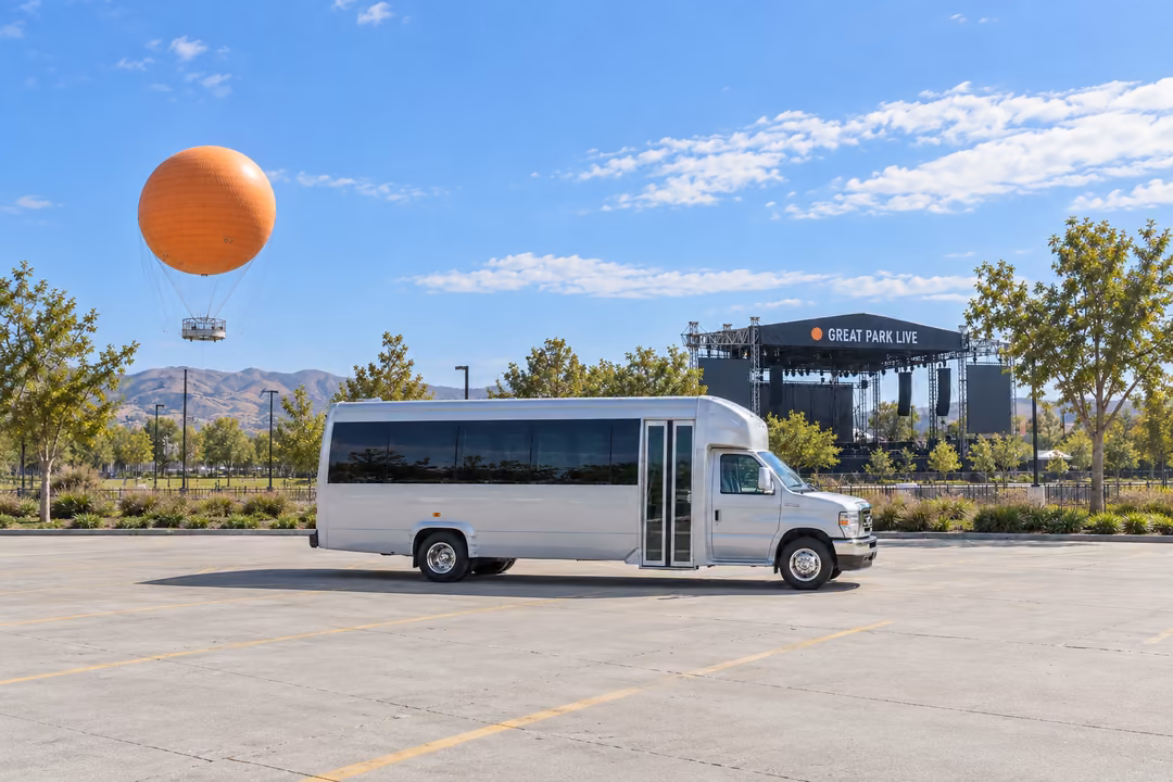 Irvine 18 passenger party bus rental exterior