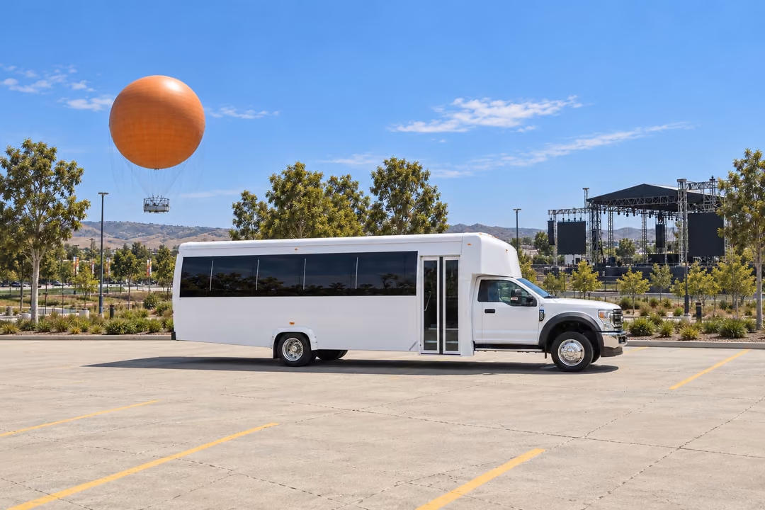 Irvine 25 passenger party bus rental exterior