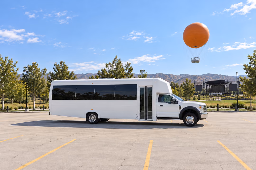 Irvine 30 passenger party bus rental exterior
