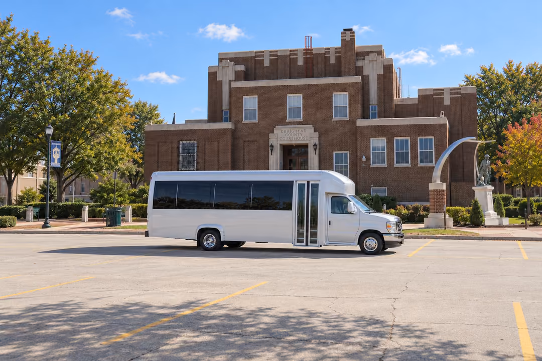Jonesboro 18 passenger party bus rental exterior