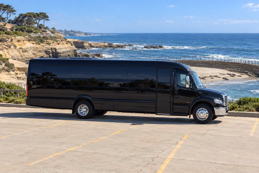 La Jolla 40 passenger party bus rental exterior