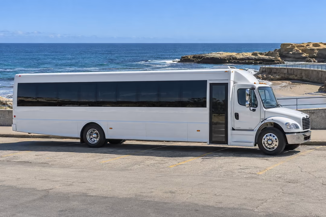 La Jolla 50 passenger party bus rental exterior