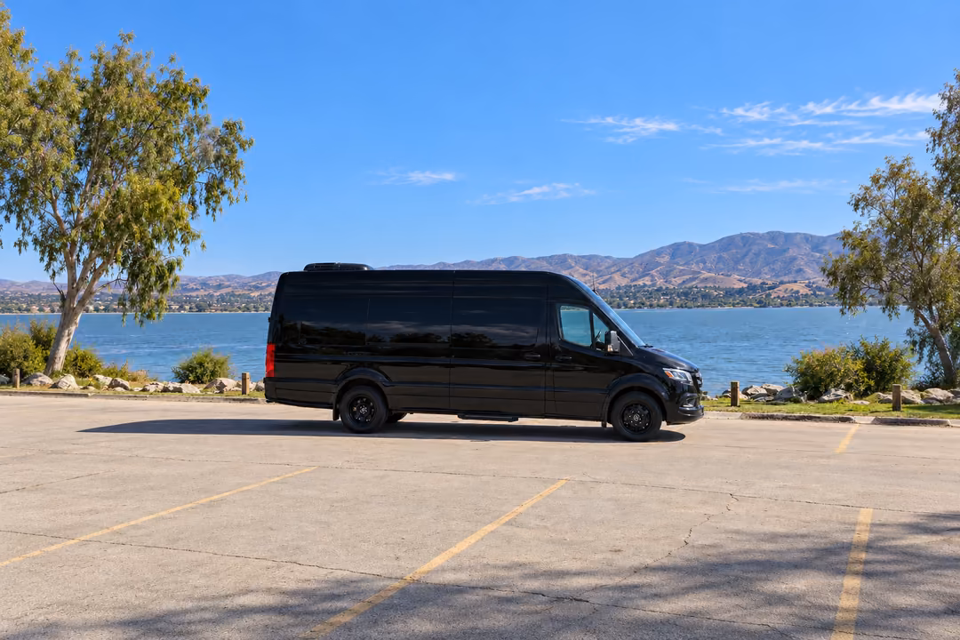 Lake Elsinore 14 passenger Sprinter limo rental exterior