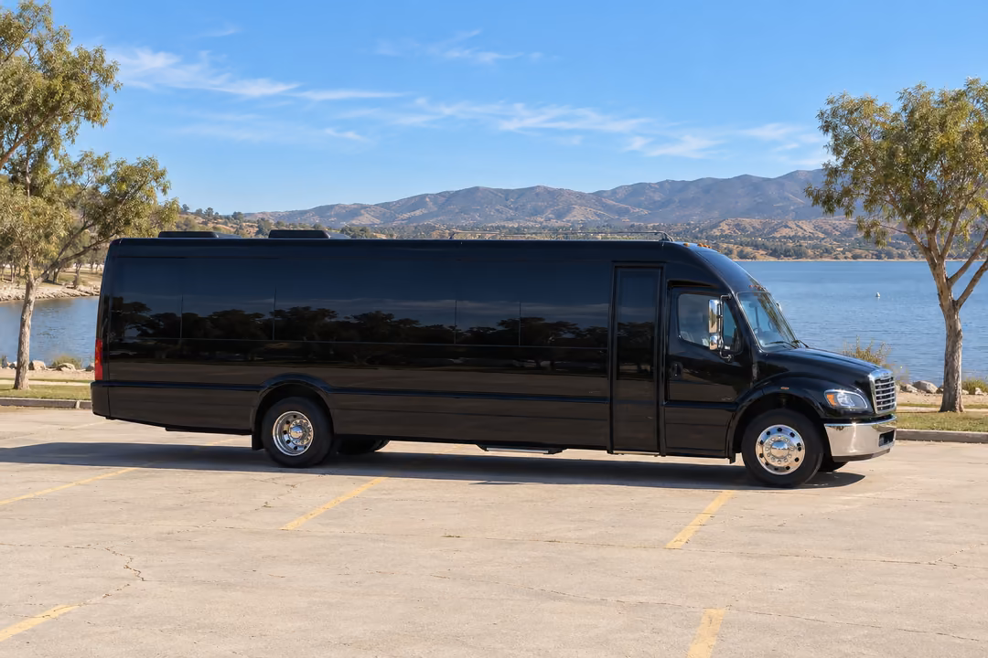 Lake Elsinore 40 passenger party bus rental exterior