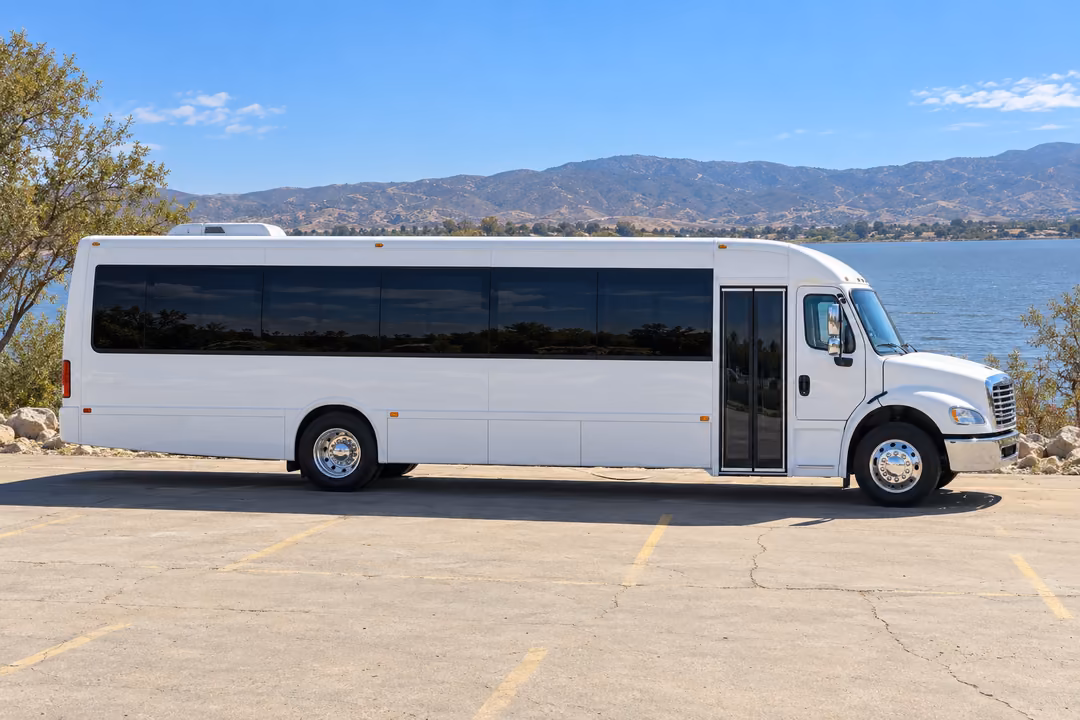 Lake Elsinore 50 passenger party bus rental exterior