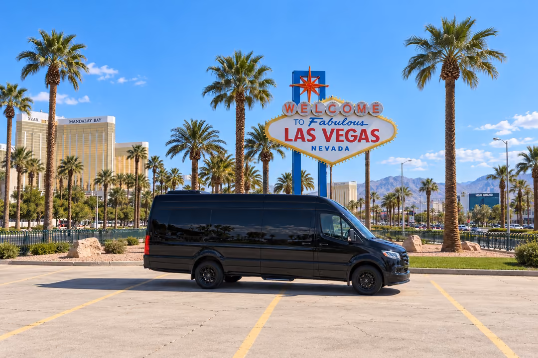 Las Vegas 14 passenger Sprinter limo rental exterior