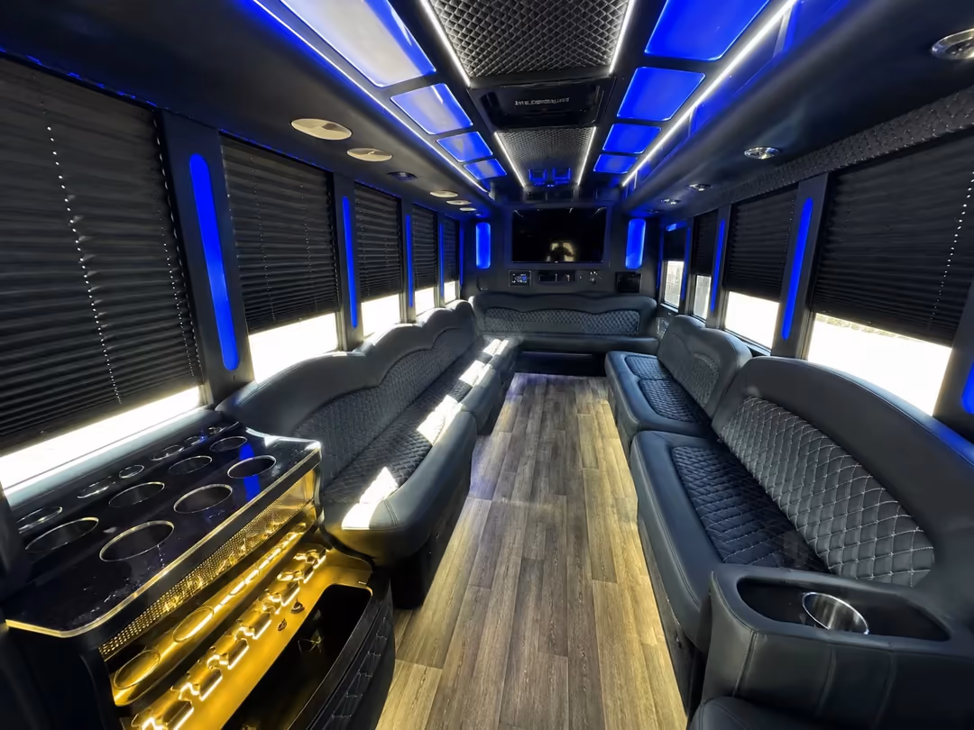 Las Vegas 30-40 passenger party bus rental interior