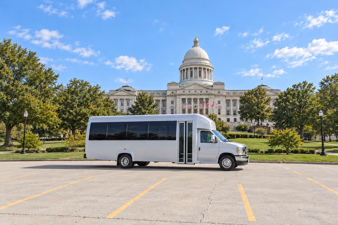 Little Rock 18 passenger party bus rental exterior