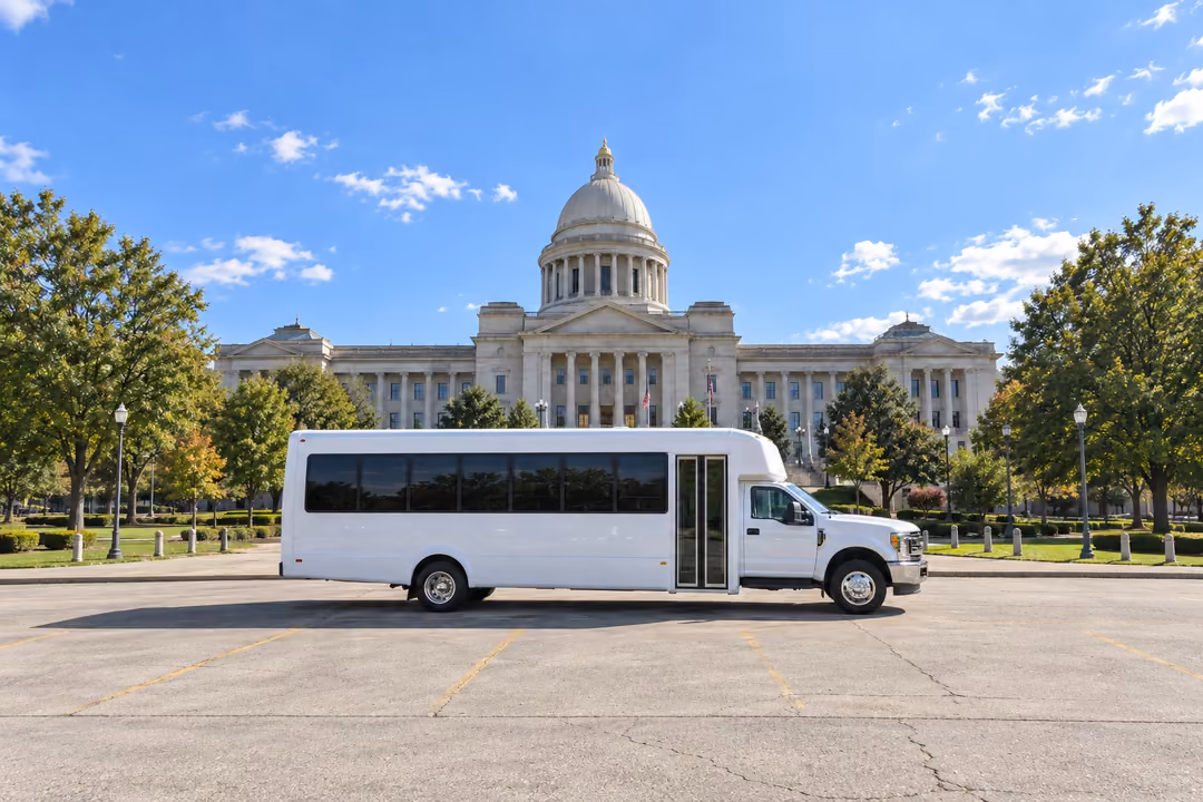 Little Rock 25 passenger party bus rental exterior