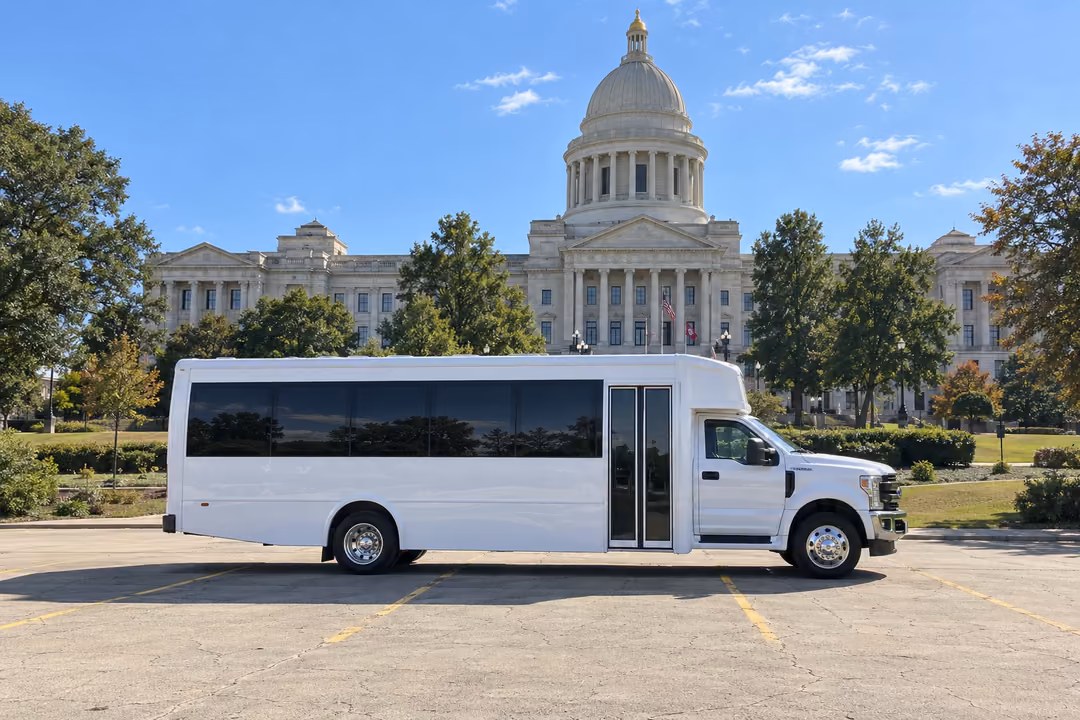 Little Rock 30 passenger party bus rental exterior