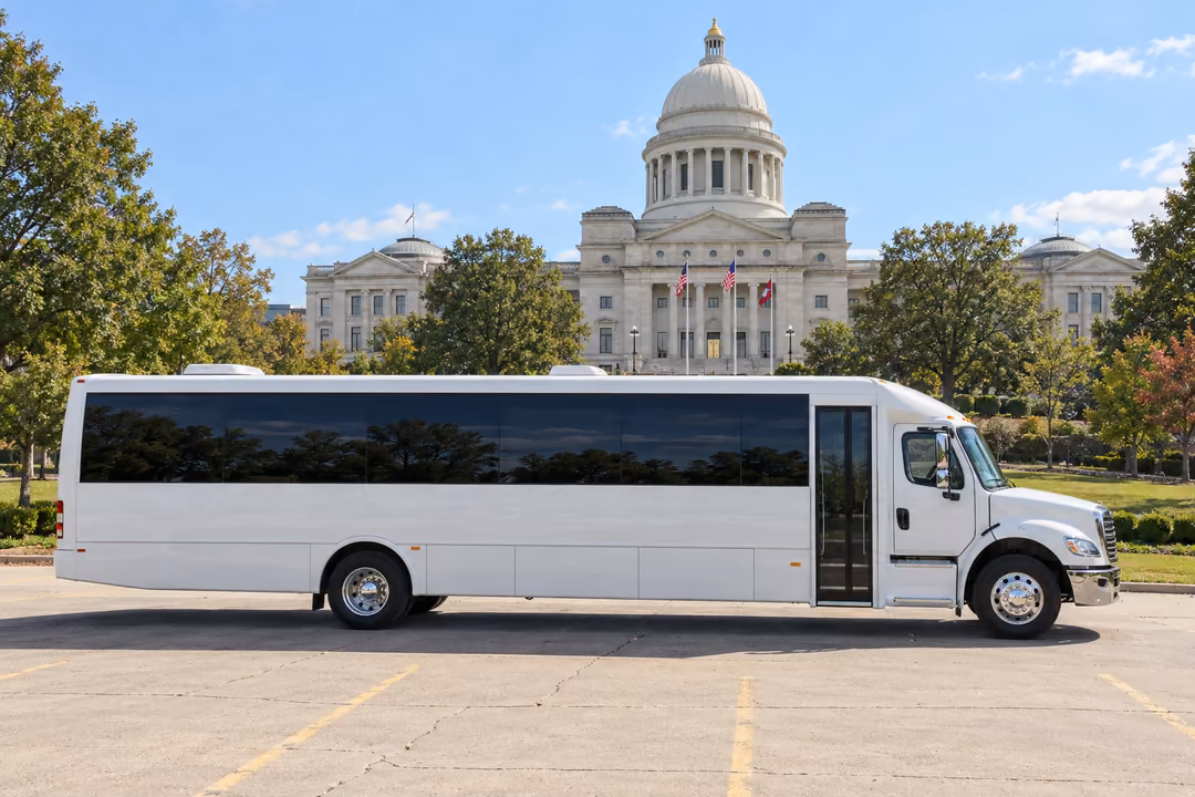 Little Rock 50 passenger party bus rental exterior