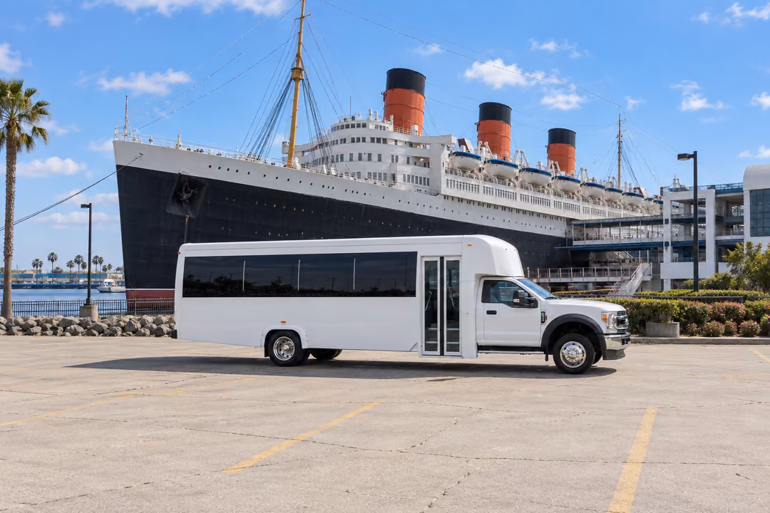 Long Beach 25 passenger party bus rental exterior