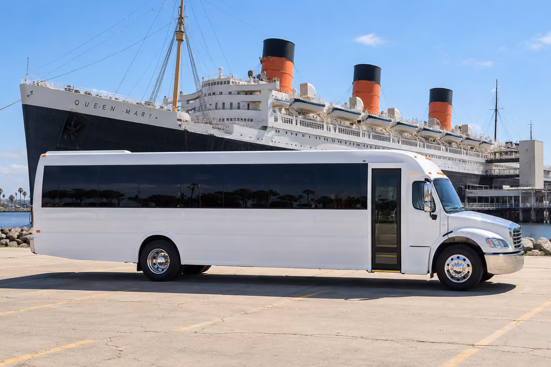Long Beach 50 passenger party bus rental exterior