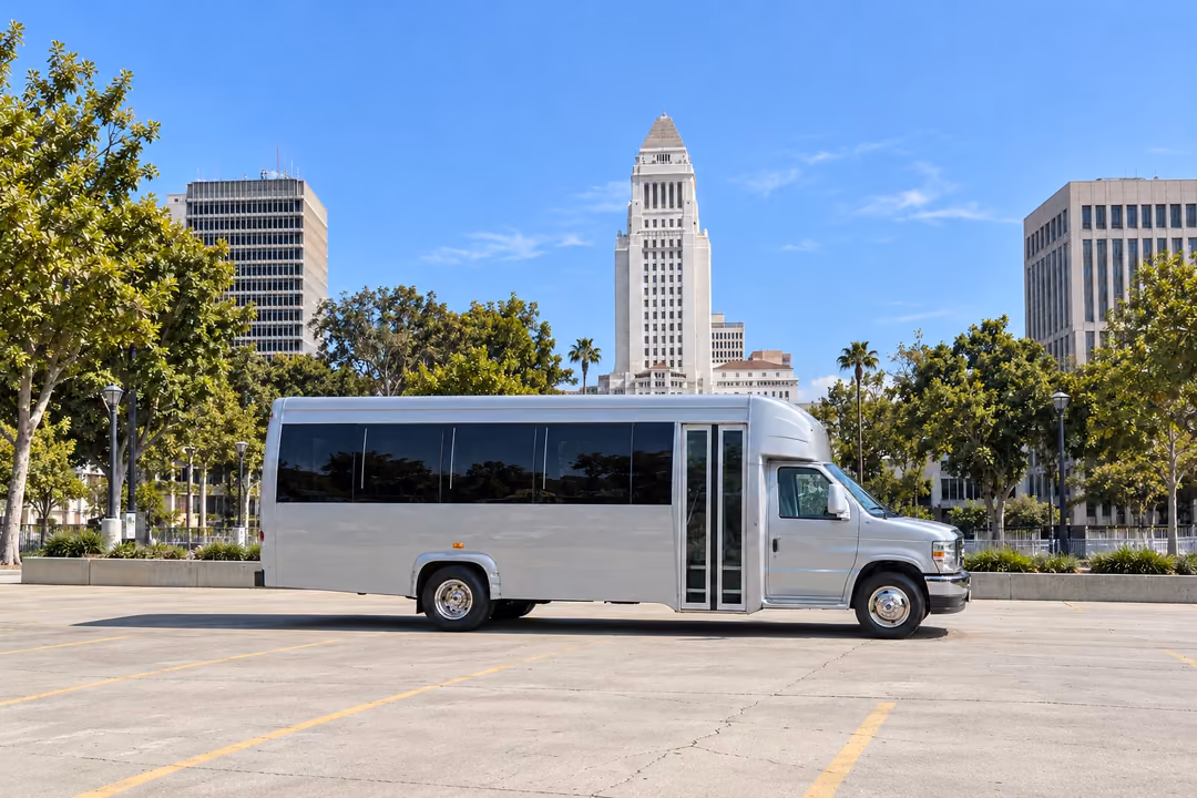 Los Angeles 18 passenger party bus rental exterior