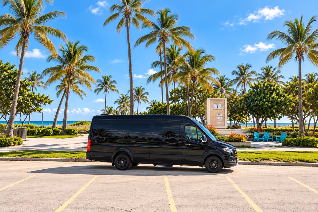 Miami Beach 14 passenger Sprinter limo rental exterior