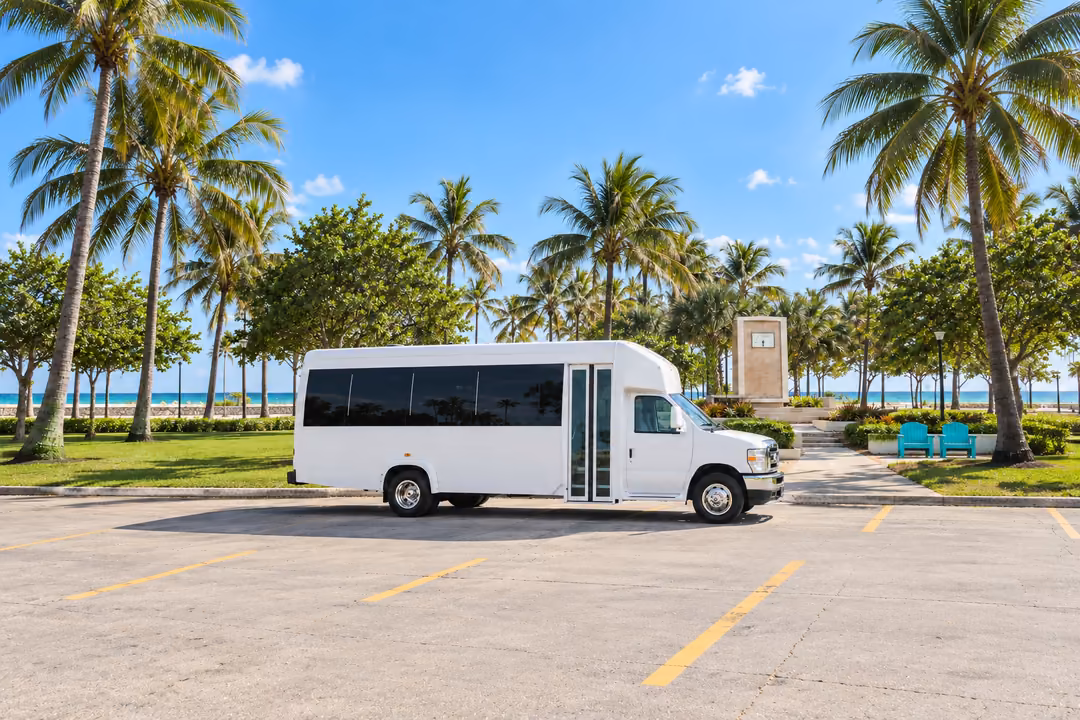 Miami Beach 15 passenger party bus rental exterior