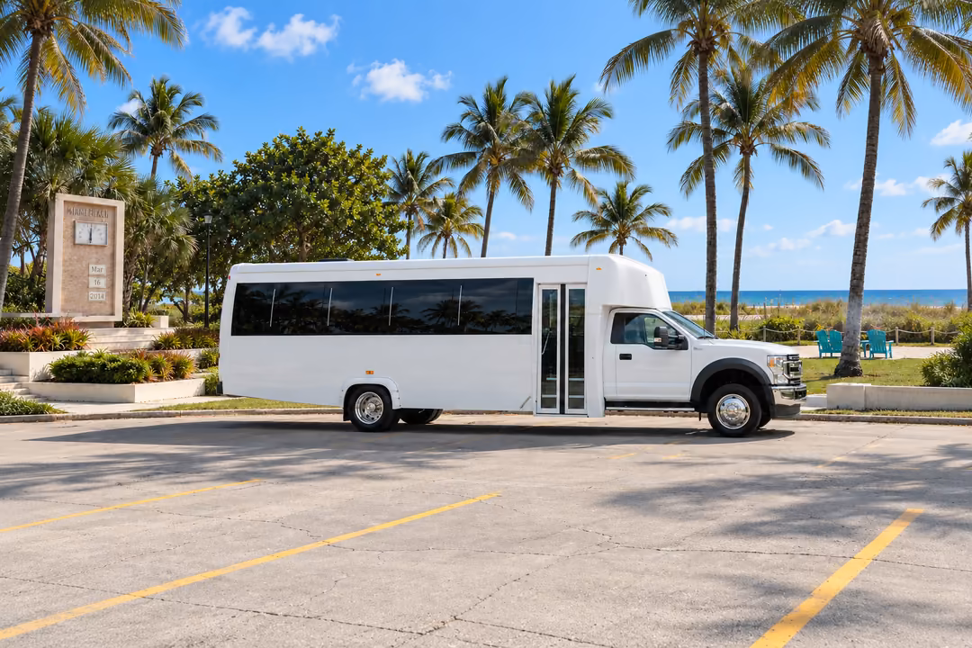 Miami Beach 25 passenger party bus rental exterior
