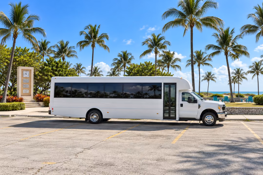 Miami Beach 30 passenger party bus rental exterior