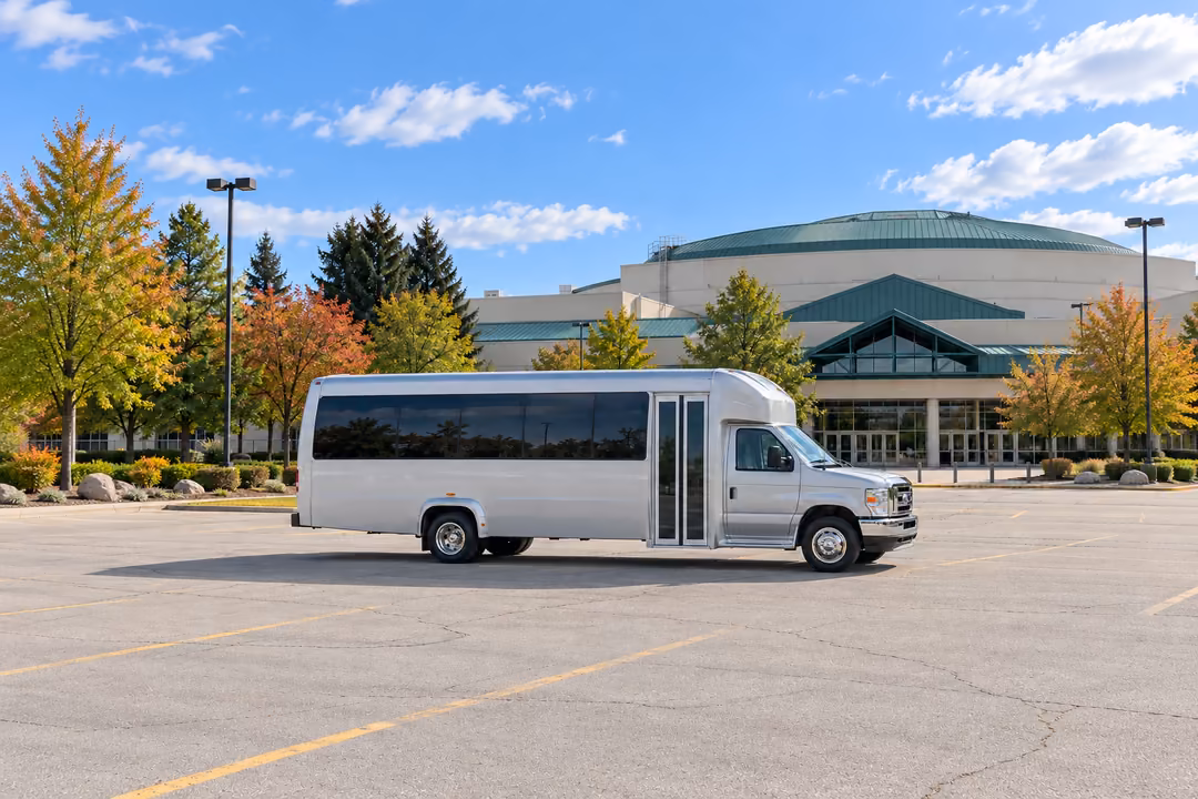 Middletown CT 18 passenger party bus rental exterior
