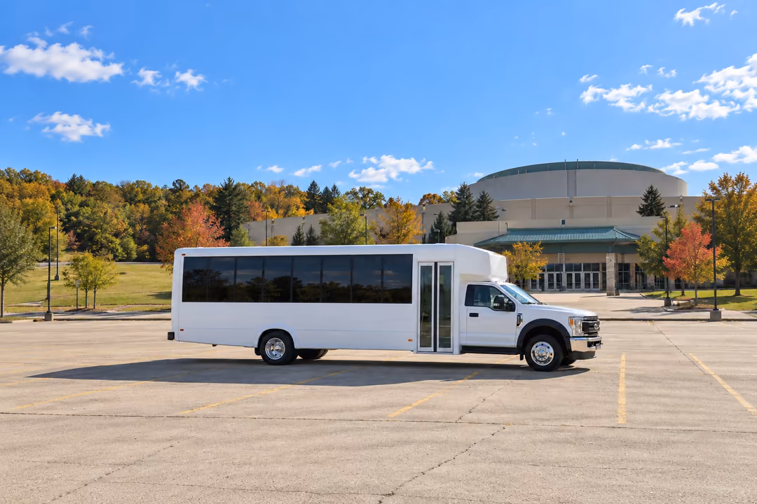 Middletown CT 25 passenger party bus rental exterior