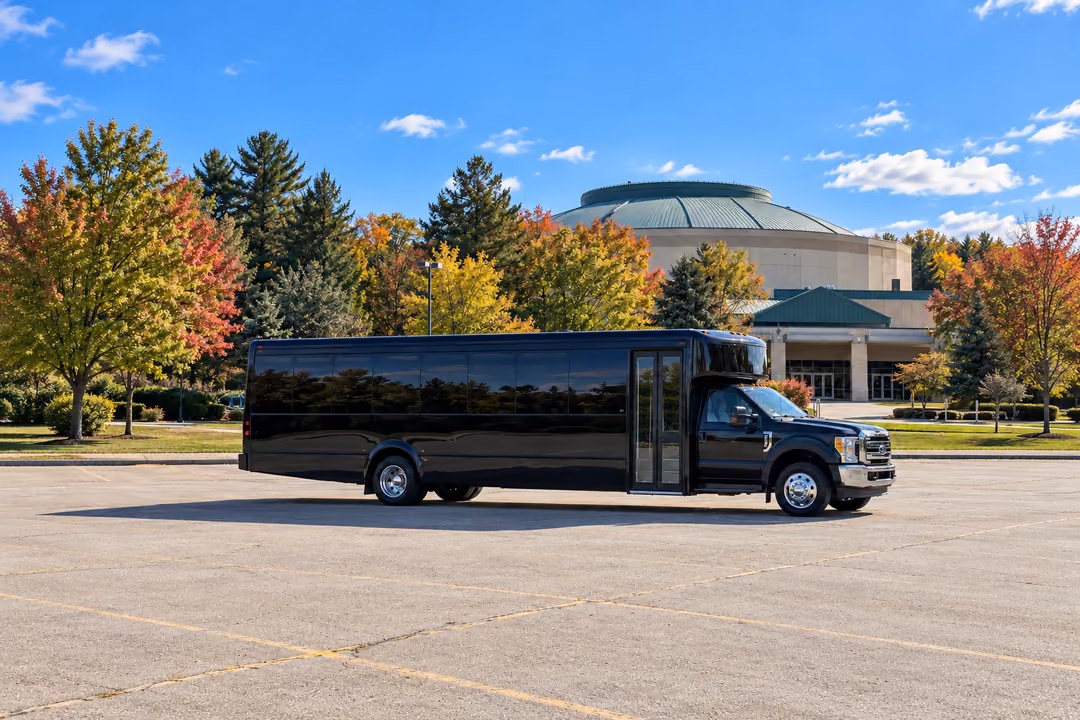 Middletown CT 28 passenger party bus rental exterior