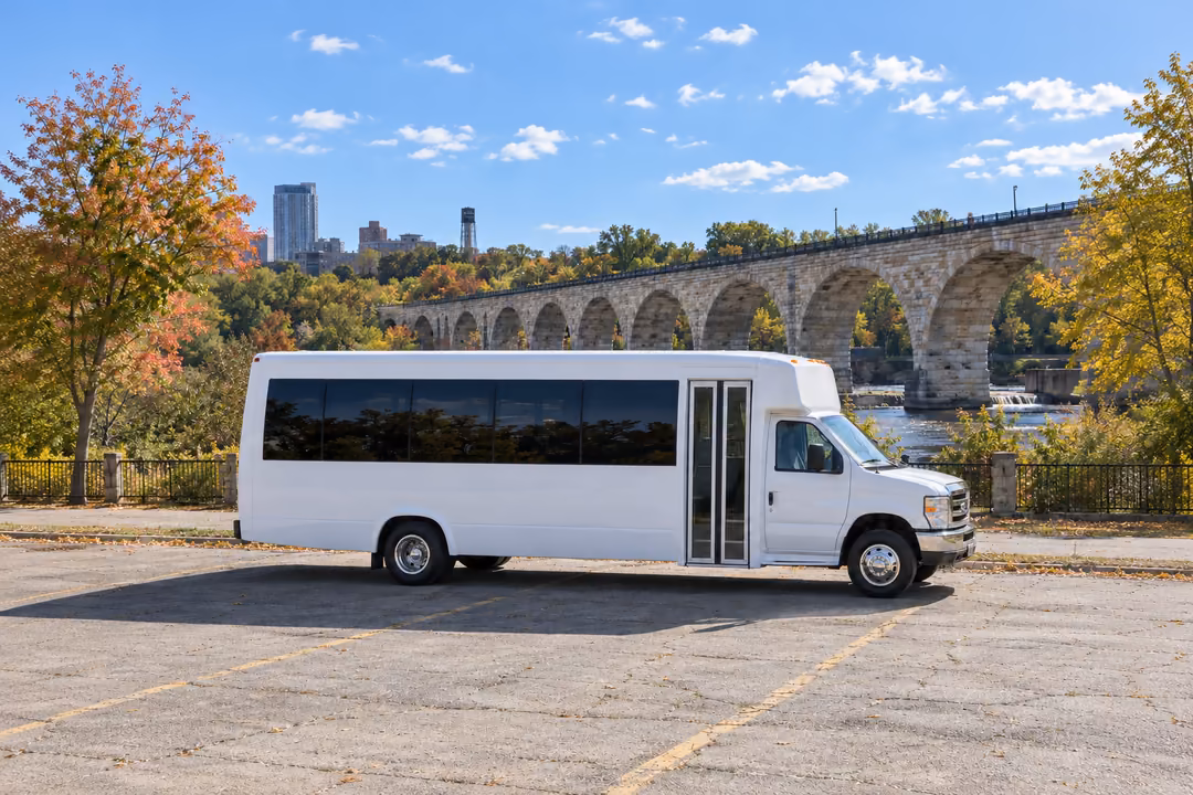 Minneapolis 15 passenger party bus rental exterior