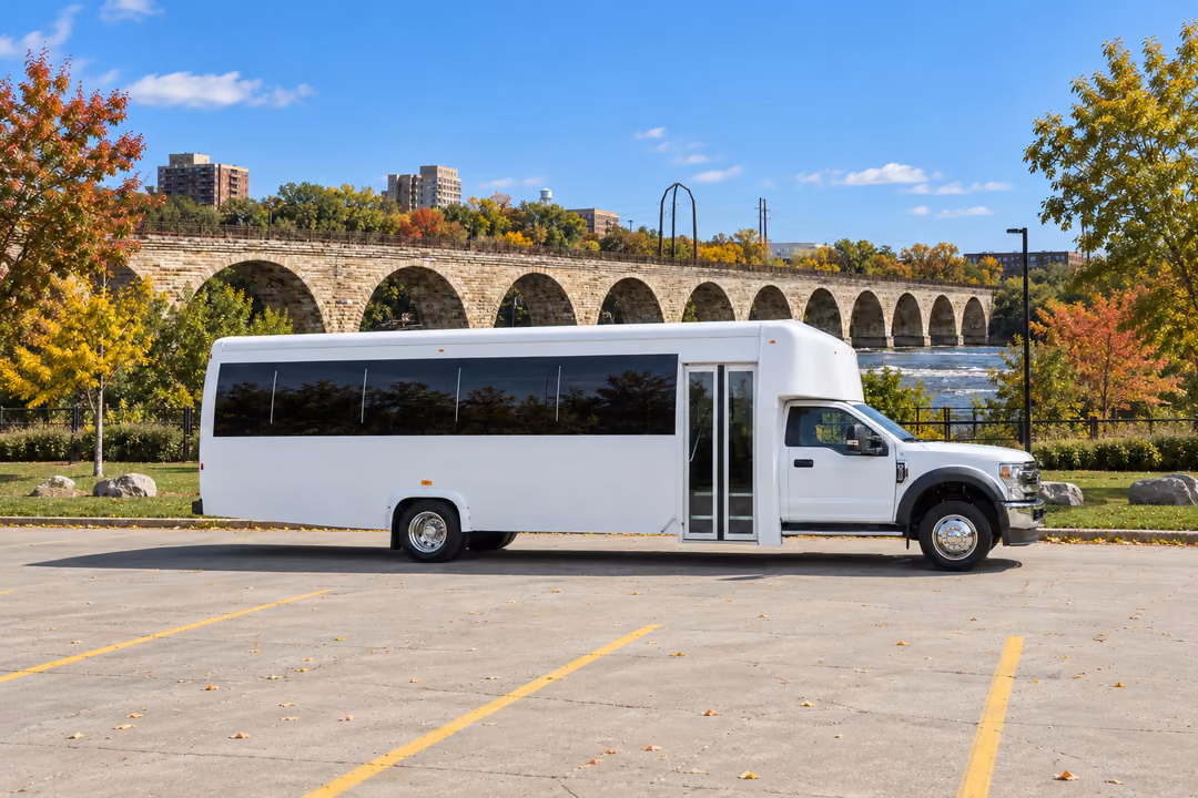 Minneapolis 25 passenger party bus rental exterior
