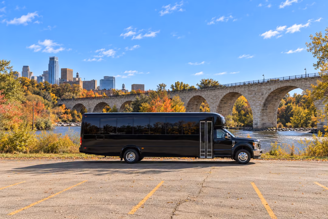 Minneapolis 28 passenger party bus rental exterior
