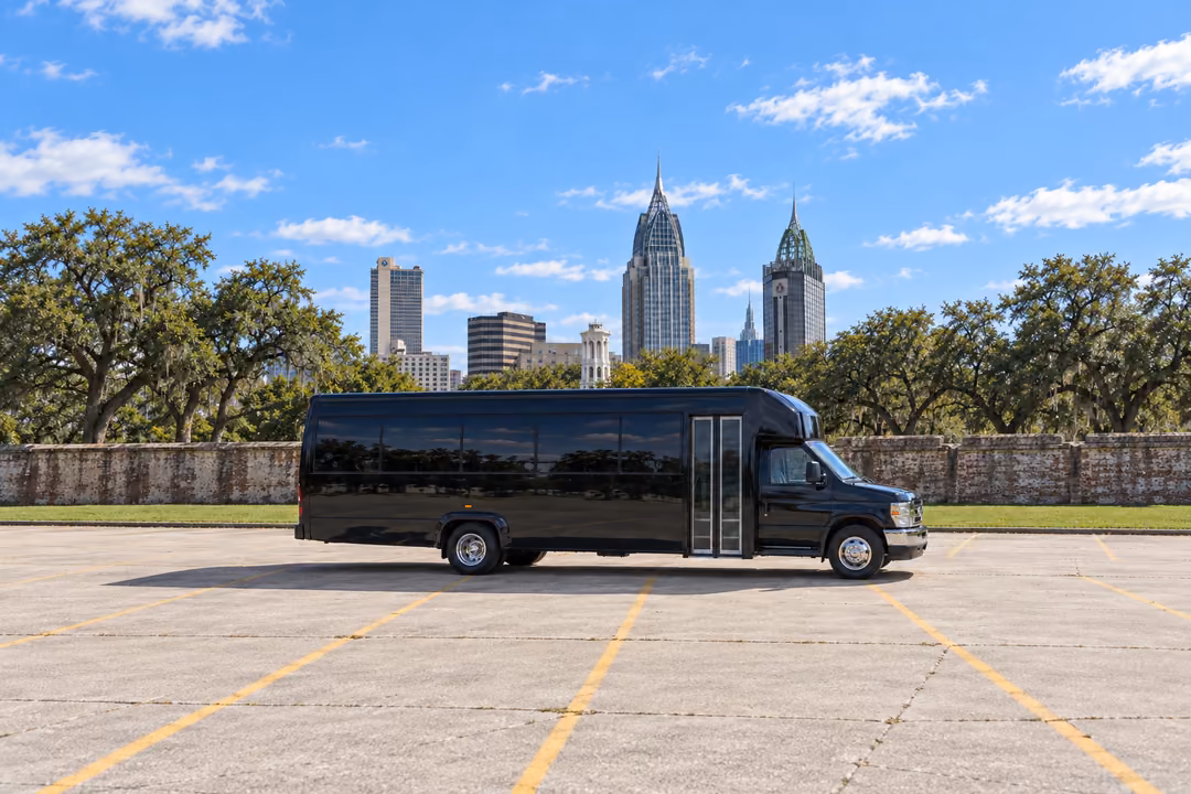 Mobile 20 passenger party bus rental exterior