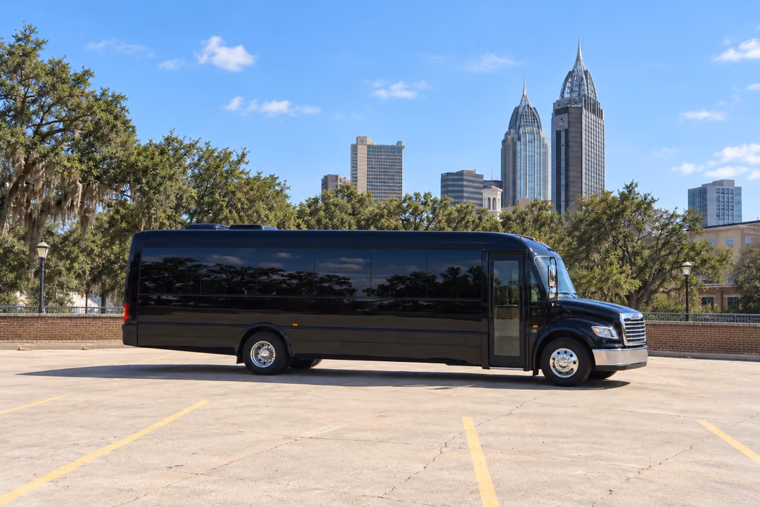 Mobile 40 passenger party bus rental exterior