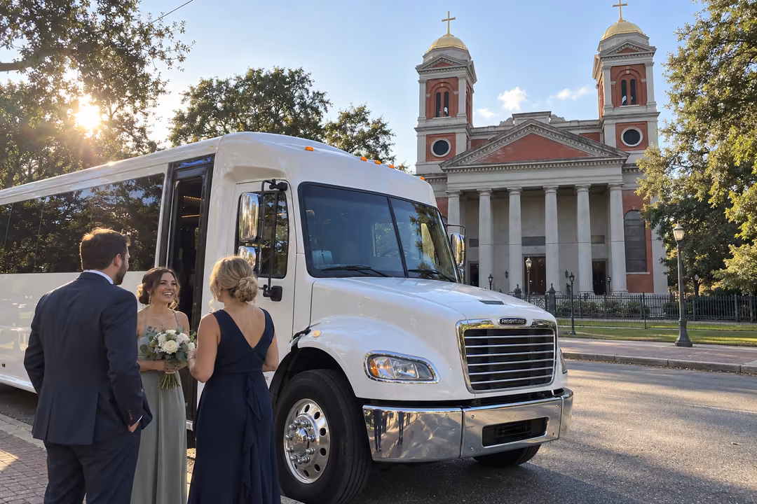 Mobile wedding shuttles and wedding party buses