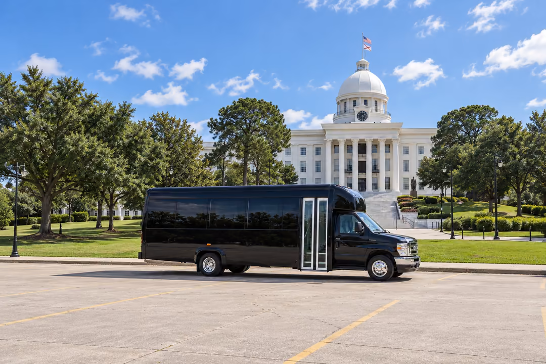 Montgomery 20 passenger party bus rental exterior