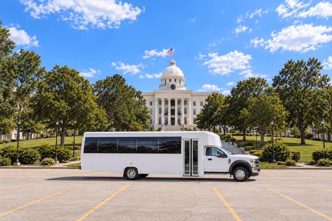 Montgomery 25 passenger party bus rental exterior