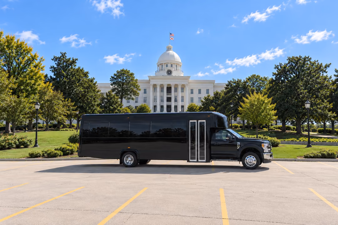 Montgomery 28 passenger party bus rental exterior