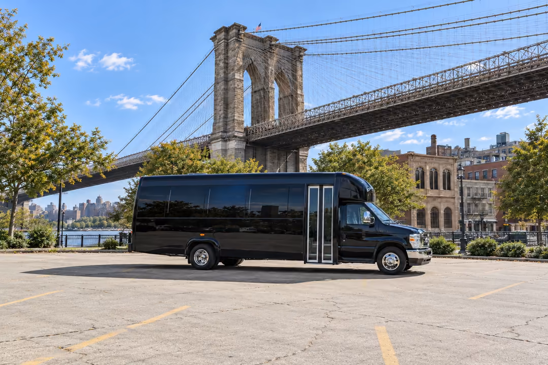 New York 20 passenger party bus rental exterior