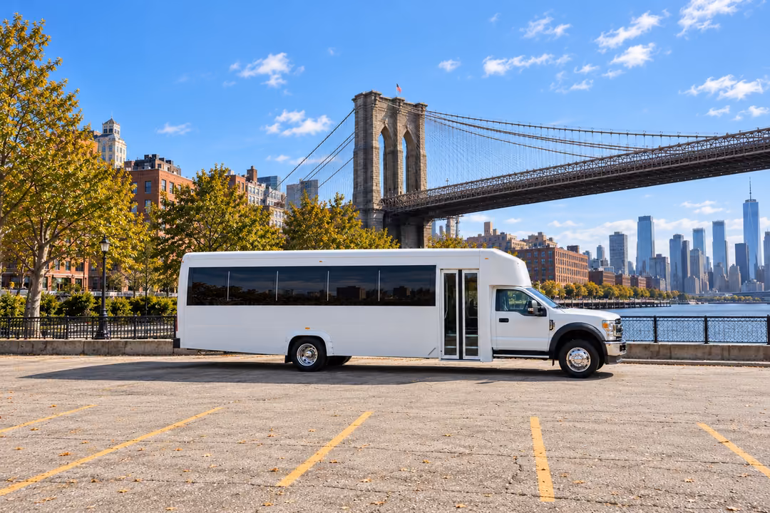 New York 25 passenger party bus rental exterior