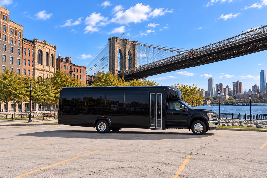 New York 28 passenger party bus rental exterior