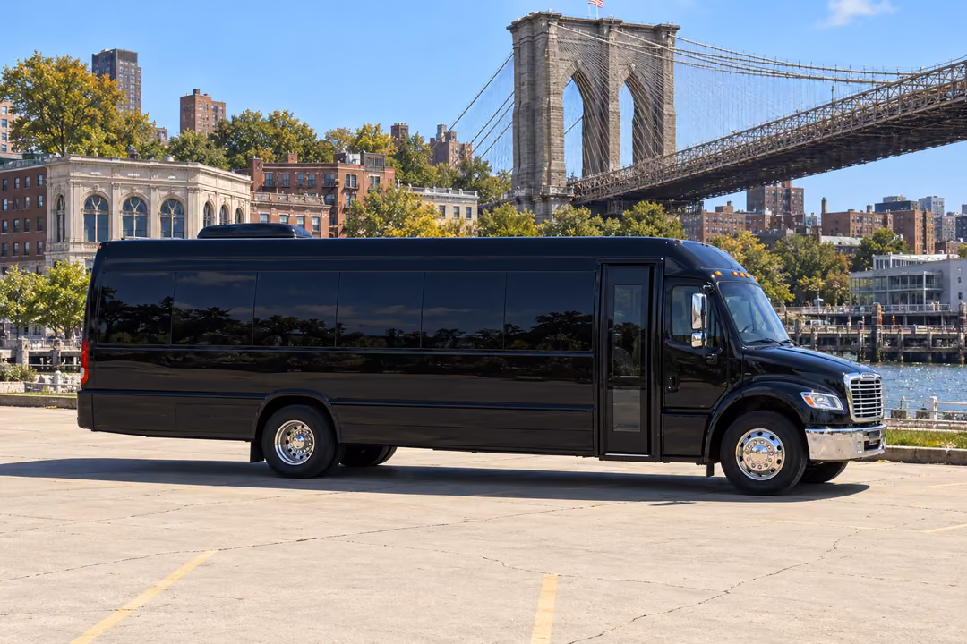 New York 40 passenger party bus rental exterior