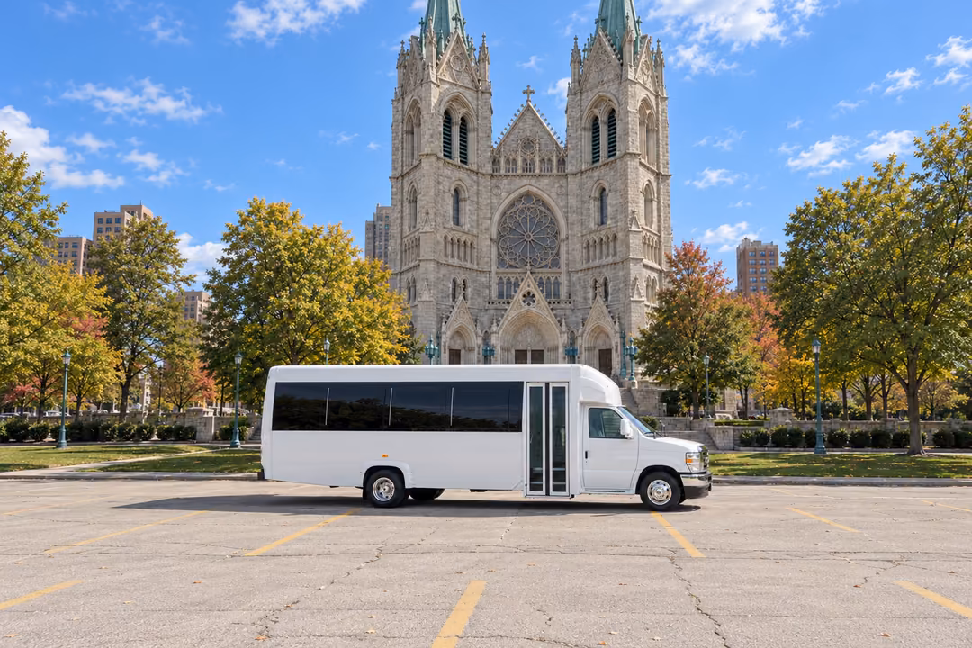Newark NJ 15 passenger party bus rental exterior