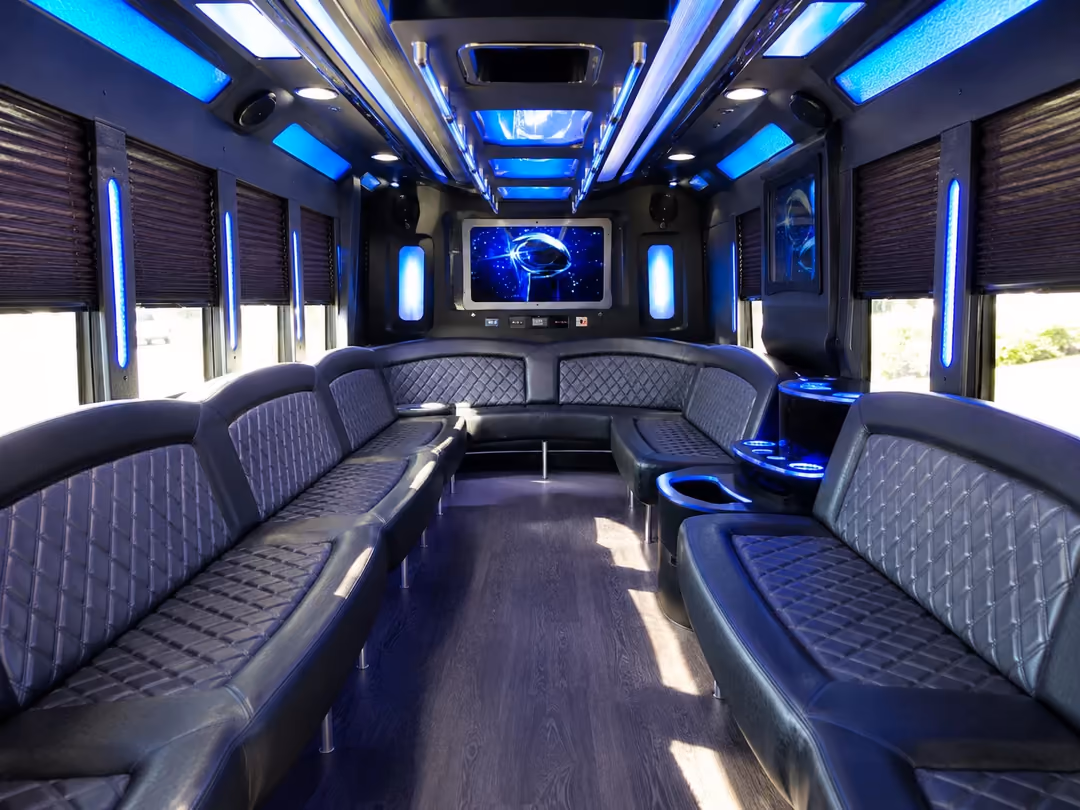 Newark NJ 20-30 passenger party bus interior