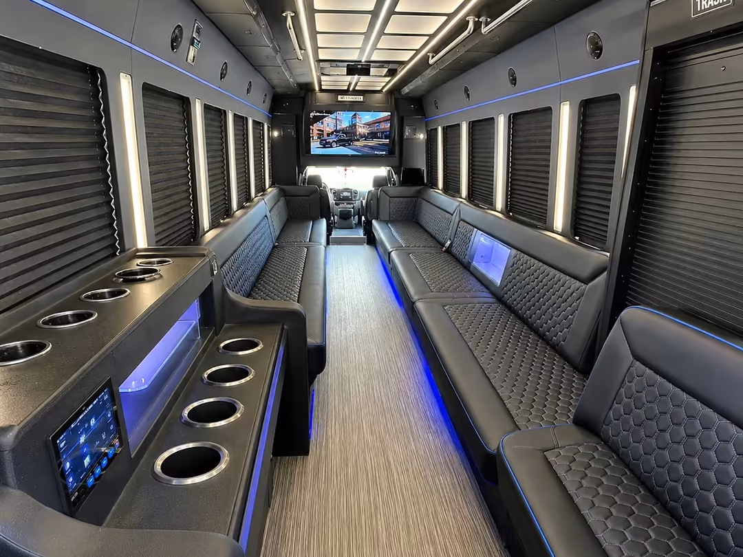 Newark NJ 30-40 passenger party bus interior