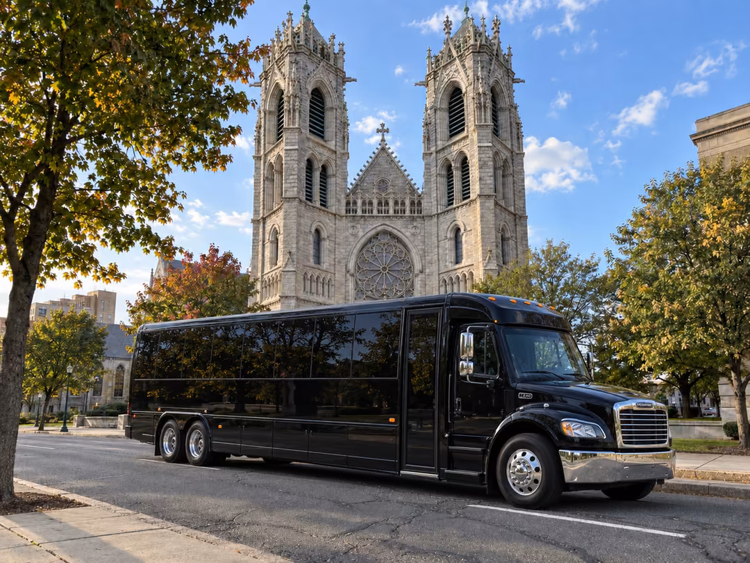 Newark NJ 30-40 passenger party bus rental exterior