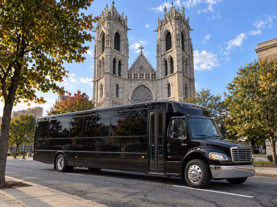 Newark NJ 40-50 passenger party bus rental exterior